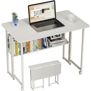 Kleine Opvouwbare Computertafel - Ideaal voor Thuiswerk - 1 Stuk - Houtlook
