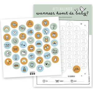 Zwangerschap aftelkalender A4 | groen | incl. stickers | Thuismusje