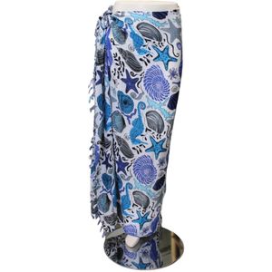 Om Namaste - Sarong - Blauw op Wit - Katoen