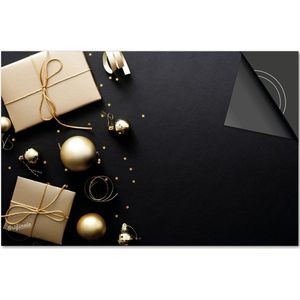 Inductie beschermer 81x52 - afdekplaat inductie mat - Dietrix Kookplaat beschermer - DELUXE - Feestdagen - Zwart met gouden cadeautjes