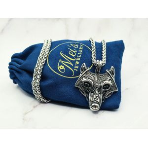 Mei's | Viking Wolf Amulet | ketting heren / Viking sieraad / wolf | Stainless Steel / Roestvrij staal / Chirurgisch Staal | 50 cm zilver