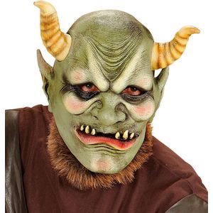 Widmann - Monster & Griezel Kostuum - Masker Slechte Orc De Aardman - Groen - Halloween - Verkleedkleding
