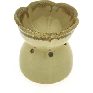 Aromabrander – Aromaverdamper – Aroma diffuser – Aromabrander - Olieverdamper - Aromadamper theelicht – Handgemaakt – bloem crème/bruin