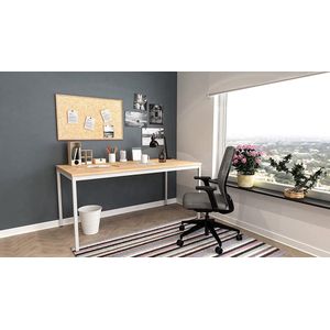 Furni24 Multifunctionele tafel 120x80 cm - werktafel - computertafel - bureau in saffier eiken decor / grijs