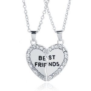 BFF Ketting LGT Jewels Best Friends Hartje Kristallen Zilverkleurig