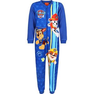 Paw Patrol Chase, Marshall, Rubble - Onesie pyjama / jumpsuit voor jongens, fleece, blauw OEKO-TEX / 116 - 128