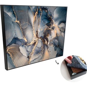 Akoestische Panelen - Geluidsisolatie - Akoestisch Wandpaneel - Wanddecoratie - Schilderij - 120x90 cm - Marmer - Grijs - Blauw - Luxe - Goud - Geluidsdemper - Isolatie platen - Studio Schuim