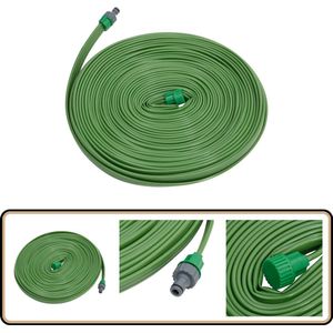 vidaXL Sproeislang 3-pijps PVC - 15m - Groen Sproeislang - Sproei Slang - Tuinslang - Irrigatieslang - Pvc Slang