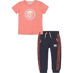 Koko Noko - Kledingset (2delig) - Jogging broek navy - Shirt Faded Coral - Maat 86