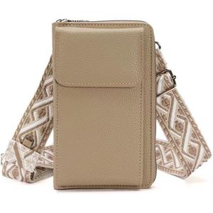 Rico Vitello Smartphone tasje/Telefoontasje Dames Crosbody/Universeel Schouder telefoontasje/Ruimte voor credit card, bankpasje,kleingeld,papiergeld/ van hoge kwaliteit/ tas voor paspoort en voor op reis en vakantie kleur Sand