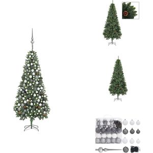 vidaXL Kunstkerstboom 210 cm - Groen - Met LED-lichtslinger - Inclusief 36 dennenappels - vidaXL - Decoratieve kerstboom