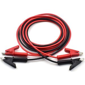 2 Stuks - 14 AWG Multimeter Testkabels - Alligator Clips Testdraden - Silicone Kabels - 2 Meter Lang - Rood en Zwart - 1500V 20A - Geschikt voor Elektrische Tests en Automobielonderhoud