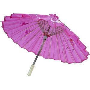Chinese/Aziatische decoratie thema paraplu roze met bloemen - versieringen