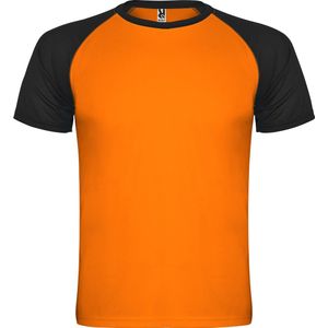 Fluor Oranje met Zwart unisex sportshirt korte mouwen Indianapolis merk Roly maat S