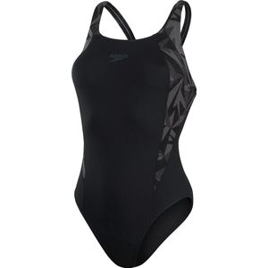 Speedo HyperBoom Splice Muscleback Zwart/Grijs Dames Sportbadpak - Maat 38