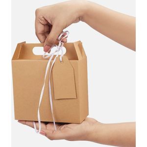 4 x Gift Boxes Bruin - Opvouwbaar Luxe cadeau doos met inpak Lint - Feestelijk opvouwbaar geschenkdoosje - Bruiloft- Verjaardag - Luxe cadeau doos - Kado Doos - 8x8x10cm