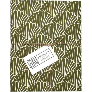 Swedish Linens - Kussensloop Seashells (50x75 cm) - Kussensloop - Olive Green