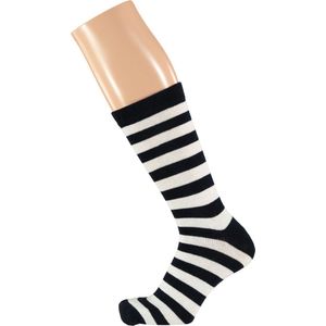 Apollo - Feest sokken met strepen - marine blauw-wit 36/41 - Gekleurde sokken - Carnaval - Party sokken dames