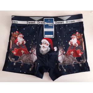 Kerst boxershort kerstcadeau heren ondergoed mannen boxershort donkerblauw maat S