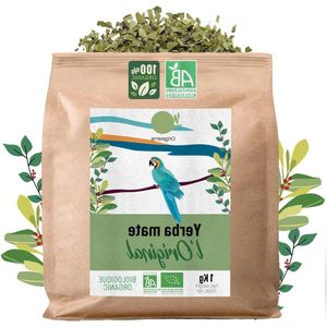 Yerba Maté Bio Ongebrand Bladeren Zonder Stelen en Niet Poederig - Opwekkende en Ontgiftende Drank - 1KG Yerba Mate Cup