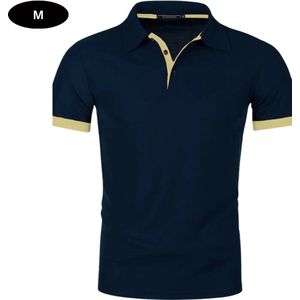 Livano Golf Shirt Heren - T-shirt - Golfkleding - Golfen - Golf Accessoires - Polo Shirt - Marineblauw + Geel - Maat XS