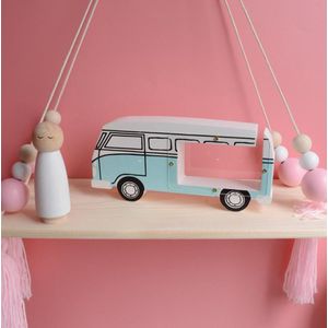 Houten Spaarpot Autobus Blauw - cadeau - sinterklaas - kerst - verjaardag - kraamcadeau - inrichting slaapkamer - sparen - muntgeld