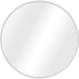 In And OutdoorMatch Spiegel Nia - Hangende Spiegel - Rond - Ø50cm - Wit - Aluminium en Glas - Stijlvolle uitstraling