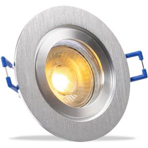 IP44 Platte LED inbouwspot Josie - badkamer of buiten - Ronde spot - Chrome glimmend - Extra Warm Wit - 2700K - 3.8 Watt - Integral