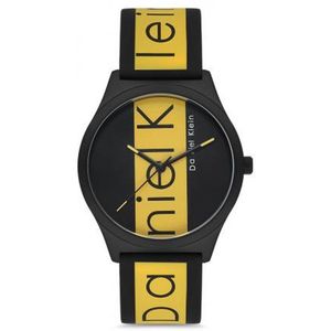 Daniel Klein DK.1.12617-1 - Horloge - Analoog - Mannen - Heren - siliconen band - rond - Zwart - Geel