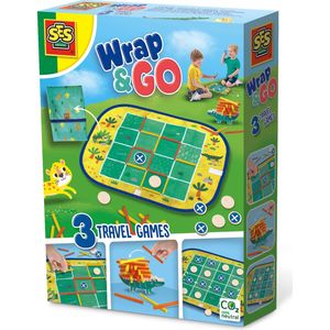 SES - Wrap&Go reisspellen - Vier op een lijn - Kamertje verhuur - Pak kroko - 3 in 1 - travel size - speelbord is de bewaartas