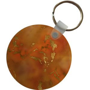 Sleutelhanger - Marmer - Goud - Oranje - Plastic - Rond - Uitdeelcadeautjes