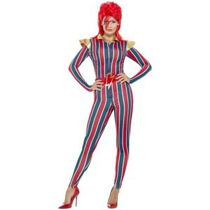 Smiffy's - Science Fiction & Space Kostuum - Miss Bowie Space Oddity - Vrouw - Blauw, Rood - Large - Carnavalskleding - Verkleedkleding