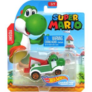 Hot Wheels Super Mario Yoshi voertuig - 7 cm - Schaal 1:64