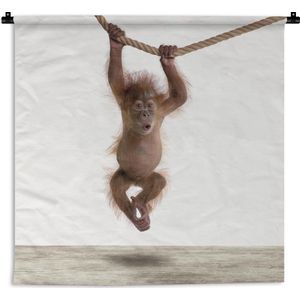 Wandkleed Animalprintshop - Baby orang oetan dierenprint kinderkamer Wandkleed katoen 60x60 cm - Wandtapijt met foto