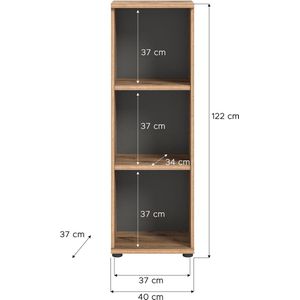 Mason kantoor wandkast 2 planken grijs,eik decor.