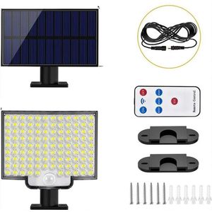 Buitenlamp Met Sensor Dag En Nacht - Lamp Met Bewegingssensor - Solar Tuinverlichting Met Afstandsbediening - Waterdichte Buitenverlichting Zonne Energie - Voor in de Tuin, Straat en Portiek