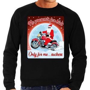 Foute Kersttrui / sweater - No presents for kids only for me suckers - motorliefhebber / motorrijder / motor fan zwart voor heren - kerstkleding / kerst outfit XL