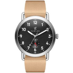 Kronos | Zilverkleurig Outdoor Horloge met Zandkleurig Nylon Bandje