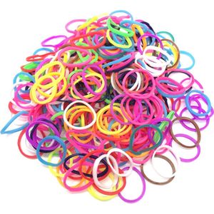 600 Loom elastiekjes, loombandjes in multi kleur met weefhaak en S-clips