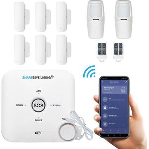 Draadloos GSM WiFi Alarmsysteem voor woning met luide sirene - Beveiligingssysteem zonder abonnement - Volledig Draadloos - Uitgebreide Accessoires
