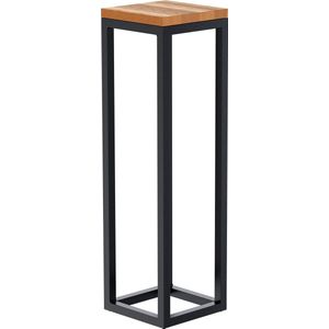 CLP Manteo Bijzettafel - metaal met hout - woonkamer - Salontafel van eikenhout - Sofa-tafel met metalen frame - Vierkant nachtkastje 20x20x70 cm