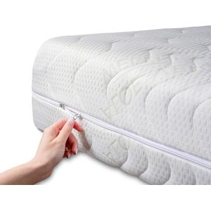 Comfort matrashoes 140 x 200 cm - hoogte 19-21 cm - dubbele doek aloë vera - allergievriendelijk - wasbaar op 60 graden - 4-zijdige ritssluiting