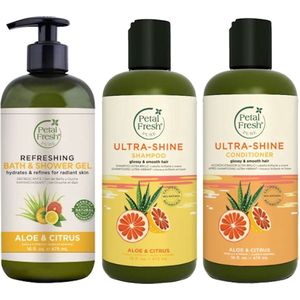 PETAL FRESH - Aloe & Citrus - Bath & Shower Gel + Shampoo + Conditioner - 3 Pak