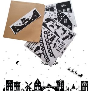 Raamstickers kerst huisjes 71-delig zwart