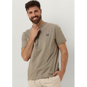 Fred Perry Ringer T-shirt Polo's & T-shirts Heren - Polo shirt - Olijf - Maat M