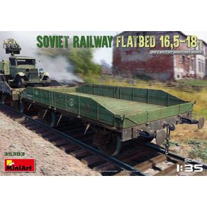 1:35 MiniArt 35303 Soviet Railway Flatbed 16,5 – 18T. Plastic Modelbouwpakket