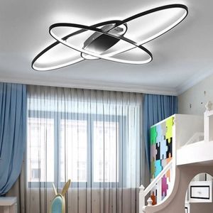 3 Rings Ceiling Lamp - Chandelier - Black - 95 cm - Dimmable With Remote Control - Geometric Lighting - Ceiling Light