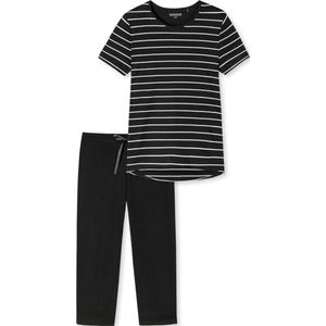 SCHIESSER selected! premium pyjamaset - dames pyjama 3/4-lang streepjes zwart - Maat: 42