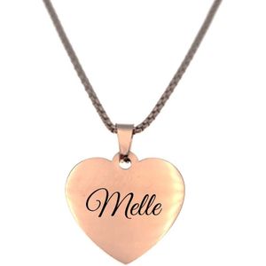 Ketting - Hart - Met Naam - Melle - Rosegoud