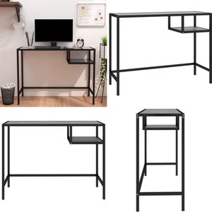vidaXL Computerbureau 100x36x74 cm gehard glas zwartmarmerkleurig - Computerbureau - Computerbureaus - Glazen Kantoorbureau - Kantoorbureau